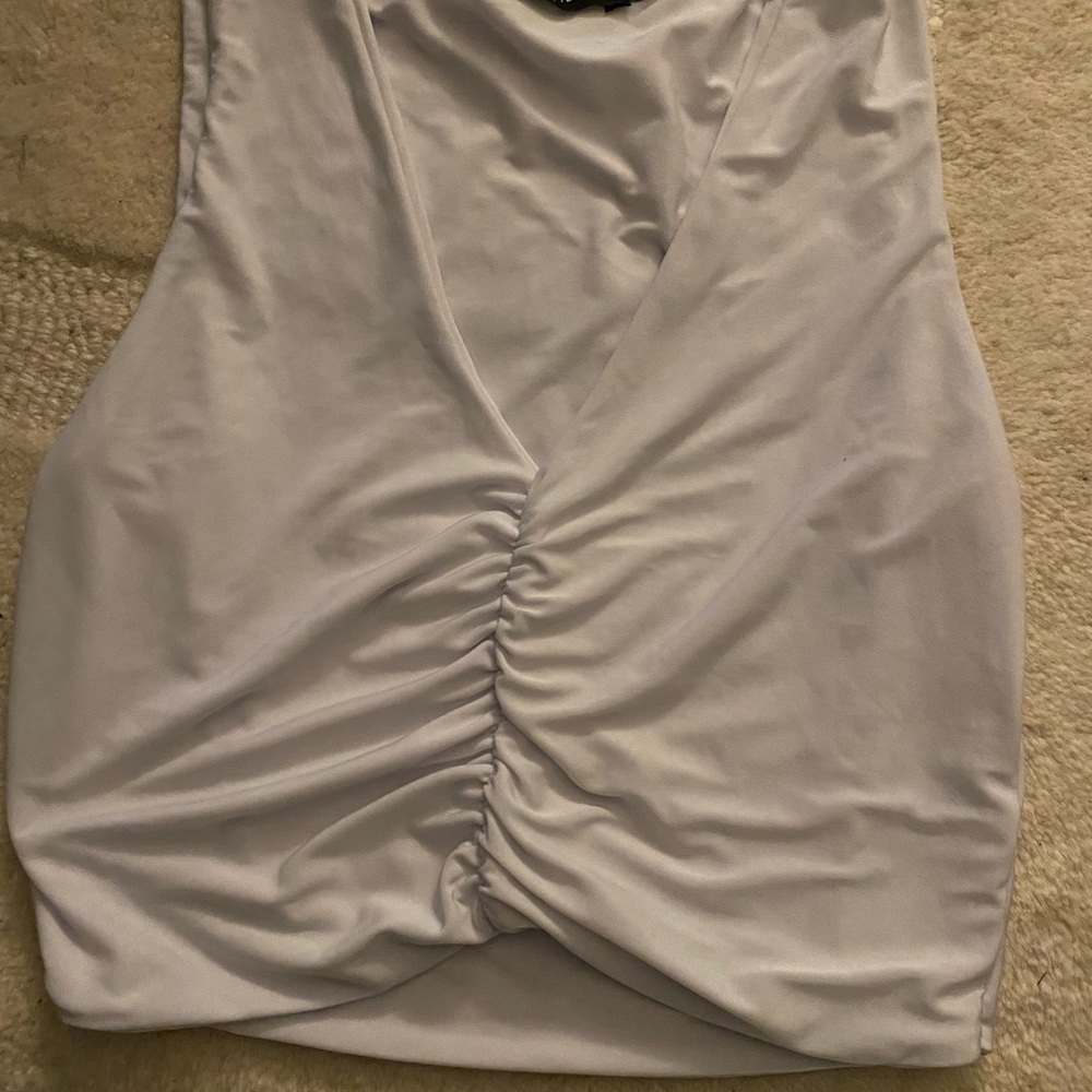 Princess Polly white crop top with swish in the middle